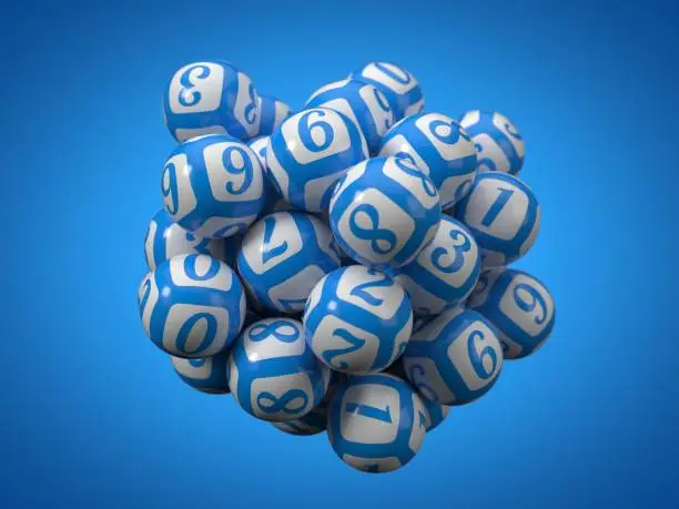 Photo of lottery balls stack. 3d illustration.