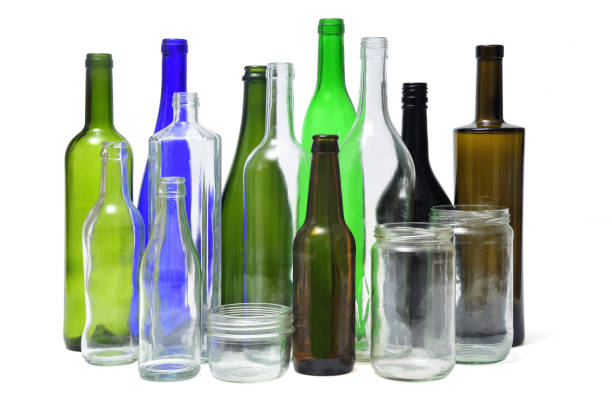 bottles, recycling glass on white