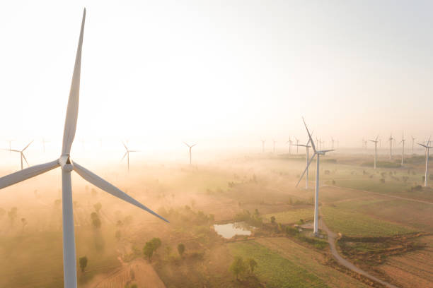 istock Aerial view of wind turbine 965458576