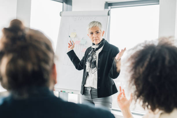 istock Mature business woman at presentation at office 965459204