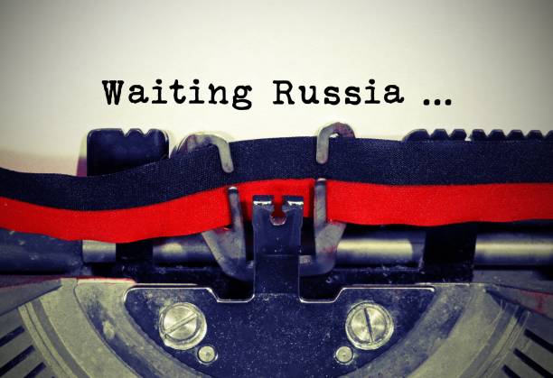 istock Text Waiting Russia written with the typewriter with vintage eff 965461578