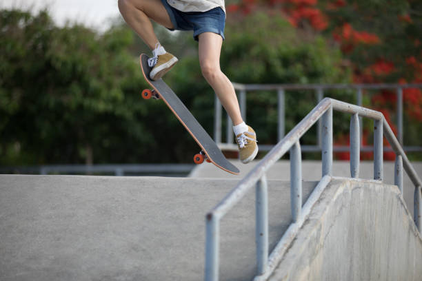 istock skateboarder skateboarding on skatepark ramp 965463412