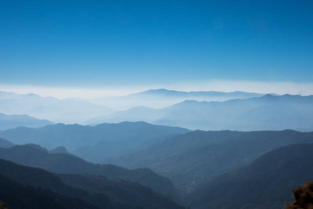 Mountain Range, Chopta, Uttarakhand, India Mountain range in layer create a beautiful scenery at chopta mountain layers stock pictures, royalty-free photos & images