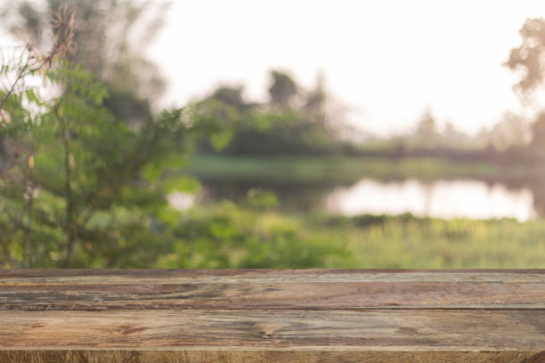 istock wood table blur bokeh background green landscape 965466578