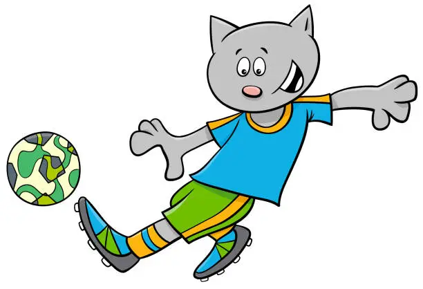 Vector illustration of cat football player cartoon character