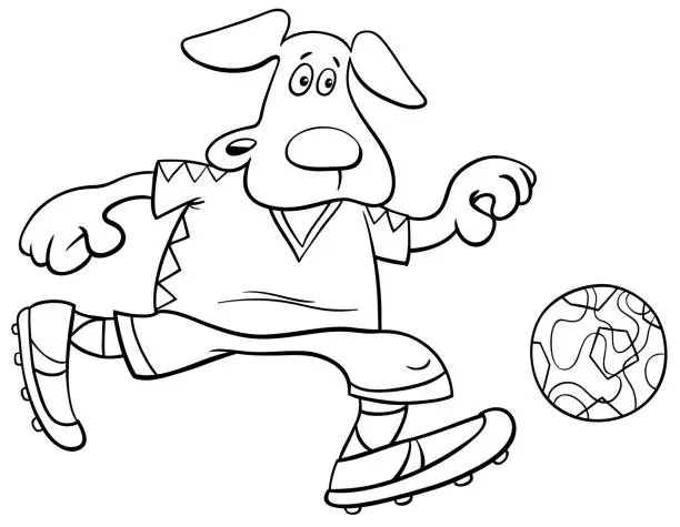 Vector illustration of dog football player character coloring book