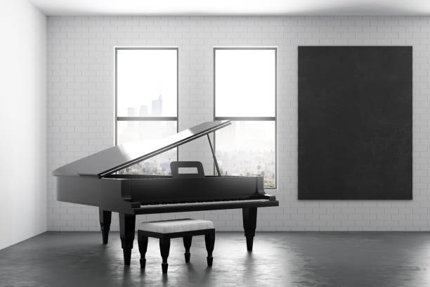 istock Modern interior with piano and poster 965489254