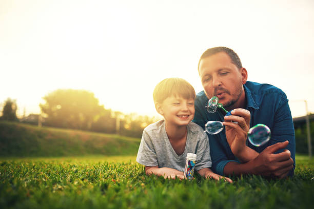 Blowing bubbles in the backyard is my favourite