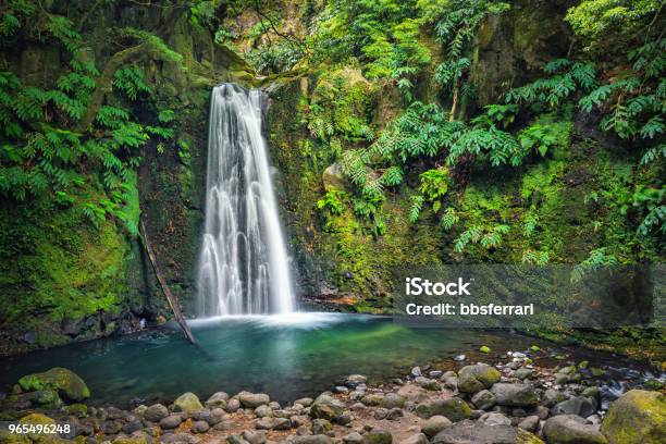 Salto Do Prego Waterfall Azores Portugal Stock Photo - Download Image Now - Waterfall, Nature, Portugal