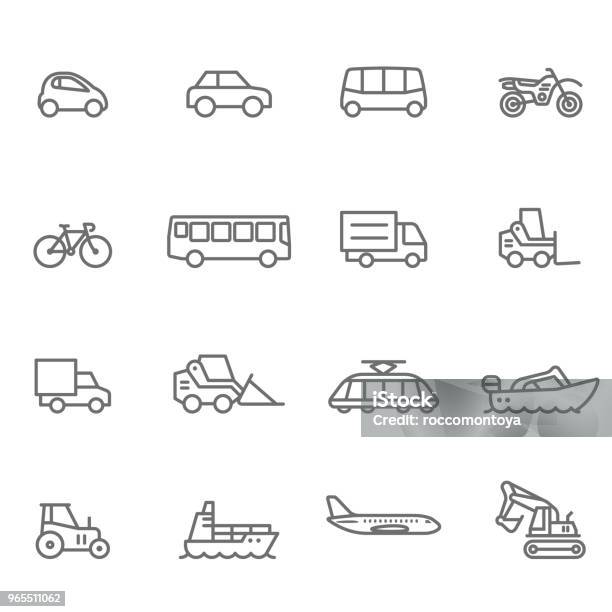 Icon Set Transportation Illustration Stock Illustration - Download Image Now - Icon Symbol, Bus, Car