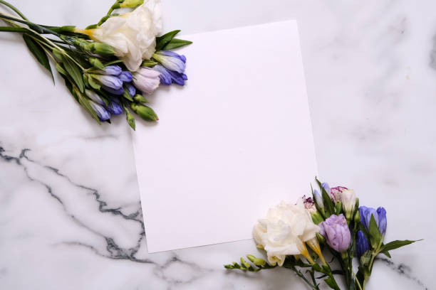istock Mockup card with plants. Postcard and flowers. 965527756