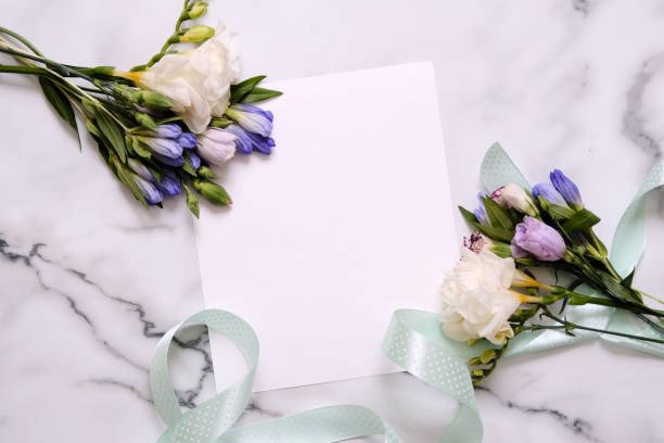 istock Mockup card with plants. Postcard and flowers. 965528142