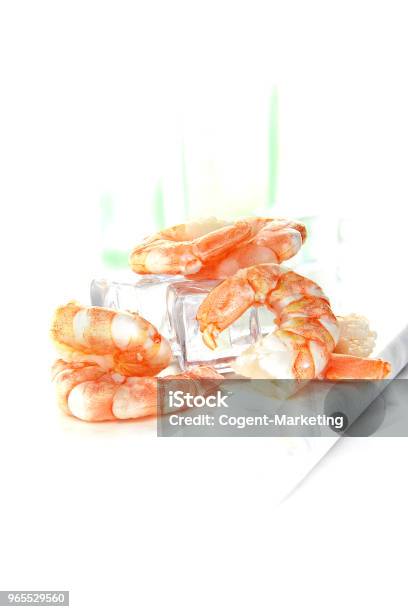 King Prawns On Ice Stock Photo - Download Image Now - Animal, Animal Shell, Appetizer