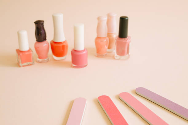 istock Pink color nail polish for manicure 965537056