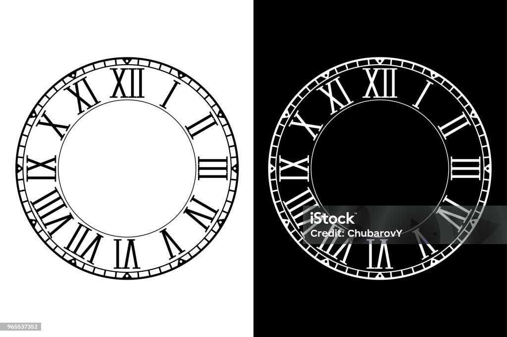 Retro cadran avec chiffres romains - clipart vectoriel de Horloge libre de droits