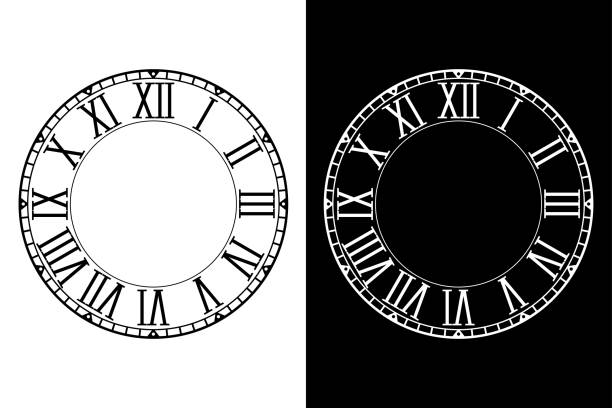 ローマ数字とレトロな時計の顔 - clock face clock antique number点のイラスト素材／クリップアート素材／マンガ素材／アイコン素材