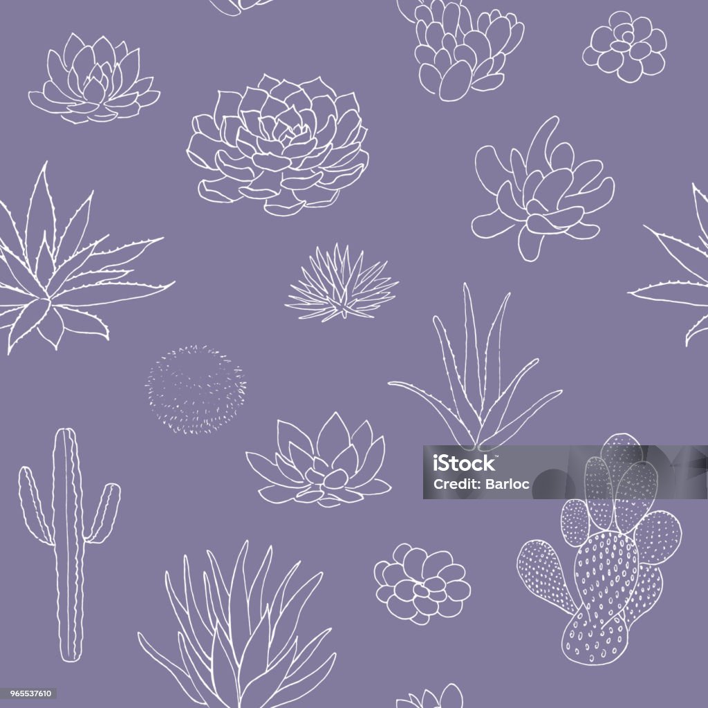 Succulent seamless pattern, hand drawn vector illustration. outline sketch chalk style Succulent seamless pattern, hand drawn vector illustration. outline sketch chalk style. Succulent collection. nature elements. for cards, posters, banners, invitations greeting cards prints Pattern stock vector