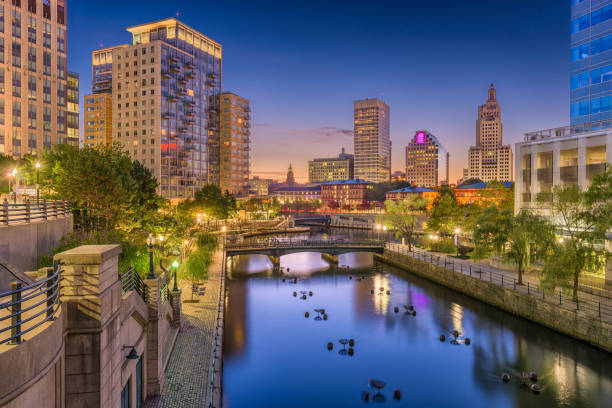 Providence, Rhode Island, USA Providence, Rhode Island, USA park and skyline. providence rhode island stock pictures, royalty-free photos & images