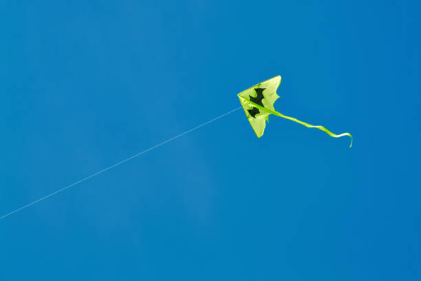 istock Green Kite Flying in Clear Blue Sky 965543438