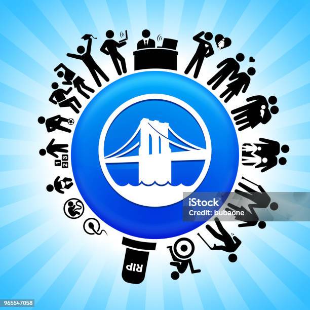 Brooklyn Bridge Lifecycle Stages Of Life Background Stock Illustration - Download Image Now