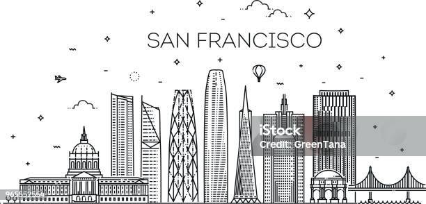 Ilustración de San Francisco Ciudad Skyline Vector De Antecedentes y más Vectores Libres de Derechos de San Francisco