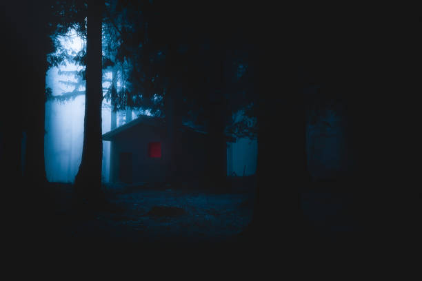 istock scary house illuminated in mysterious horror forest at night 965556392