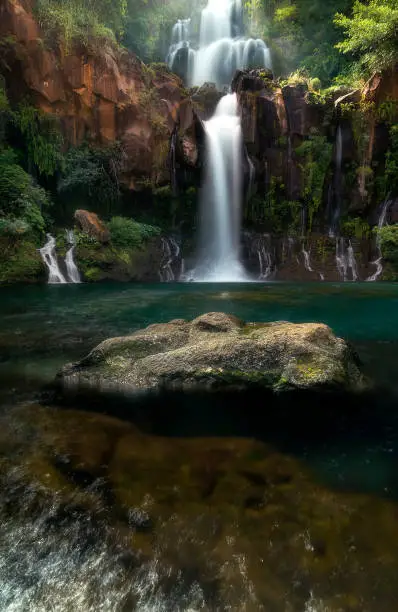 Beautiful waterfall called Les Cormorans in Saint-Gilles on Reunion Island