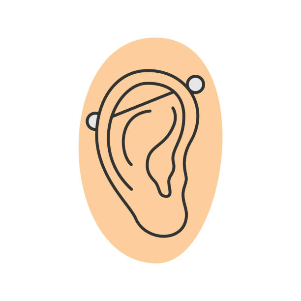 Industrial piercing icon Piercing vector color icon. Pierced ear cartilage cartilage piercings stock illustrations