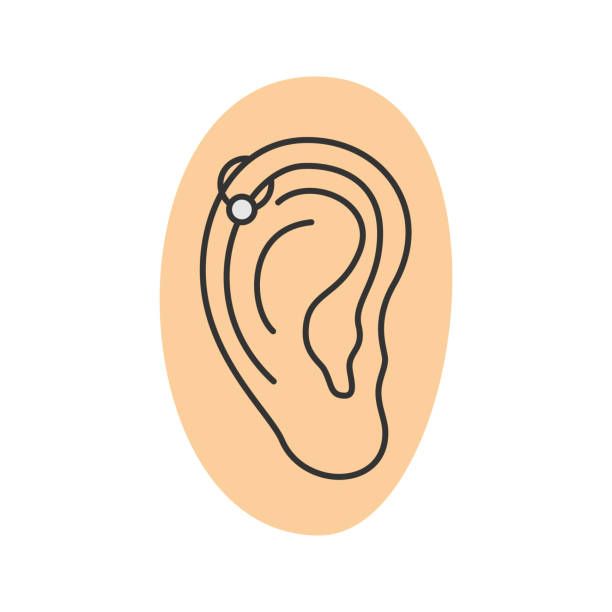 Helix piercing hoop icon Helix piercing hoop vector color icon. Pierced ear cartilage cartilage piercings stock illustrations