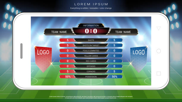 istock Soccer football mobile live, Scoreboard team A vs team B and global stats broadcast graphic soccer template, For your presentation of the match results (EPS10 vector fully editable and color change) 965576122