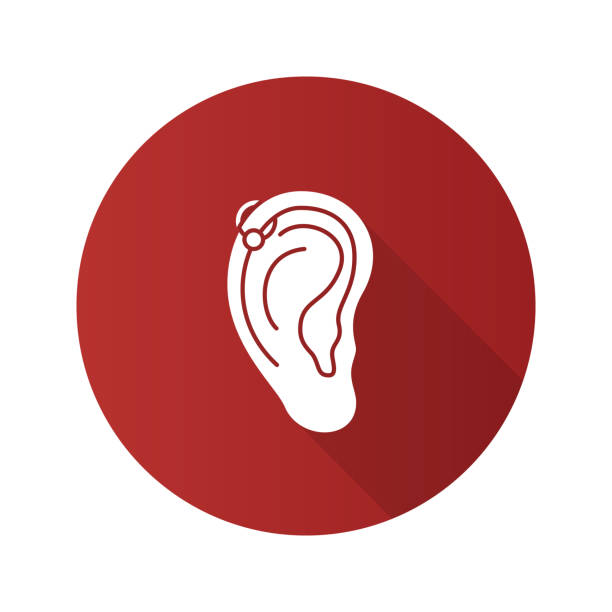 Helix piercing hoop icon Helix piercing hoop flat design vector icon. Pierced ear cartilage cartilage piercings stock illustrations