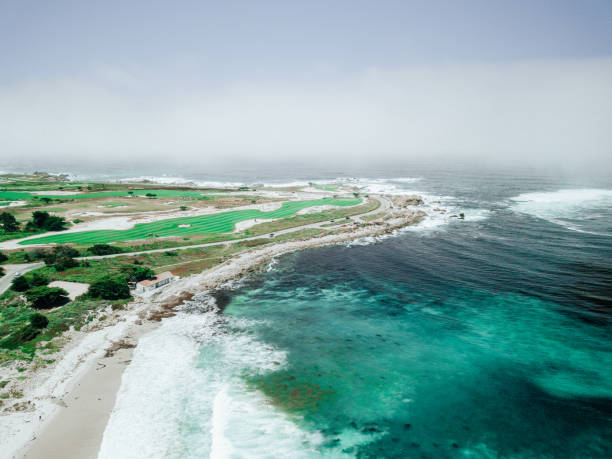 campo da golf sulla costa oceanica - pebble beach california foto e immagini stock