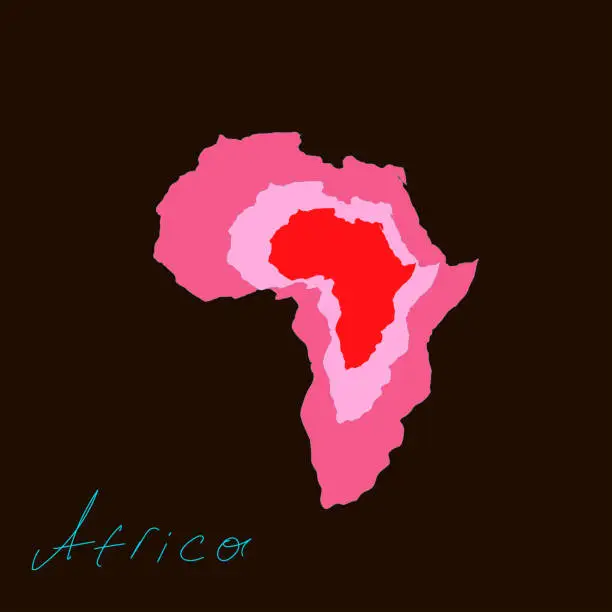 Vector illustration of Map of Africa on a black background