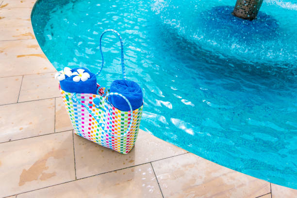 istock The towel is placed by the pool. 965590814