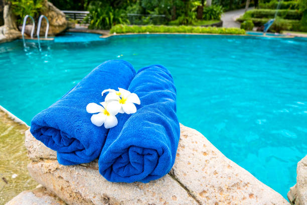 istock The towel is placed by the pool. 965590862