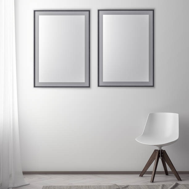 istock Mock up poster frame in hipster interior background, 3D illustration 965602018