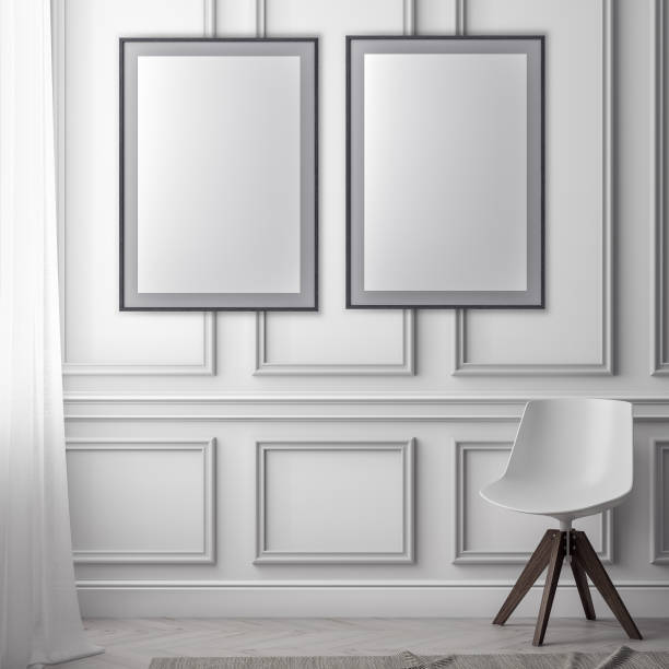 istock Mock up poster frame in interior background and classic wall, 3D illustration 965602194