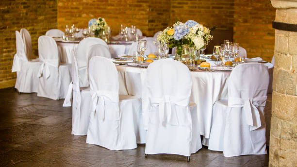 istock Tables decorated for a party or wedding reception 965602222