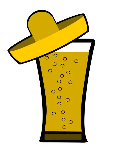 Vector illustration of beer with hat