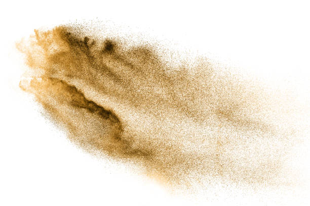 istock Multicolored sand explosion isolated on white background. Abstract sand cloud. Multicolored  sand splash against on clear background. Sandy fly wave in the air. 965606240