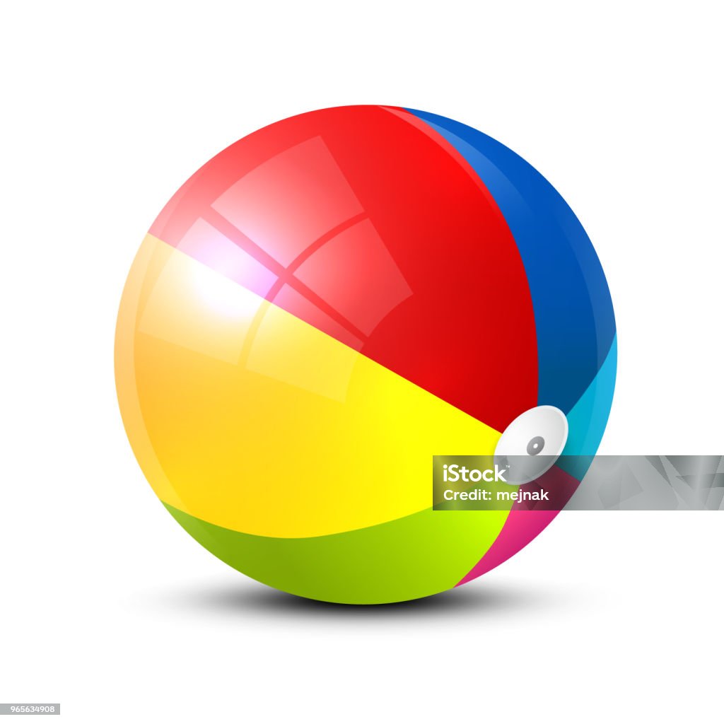 Beach Ball Realistic Colorful Beach Ball Vector Symbol Isolated on White Background Beach Ball stock vector