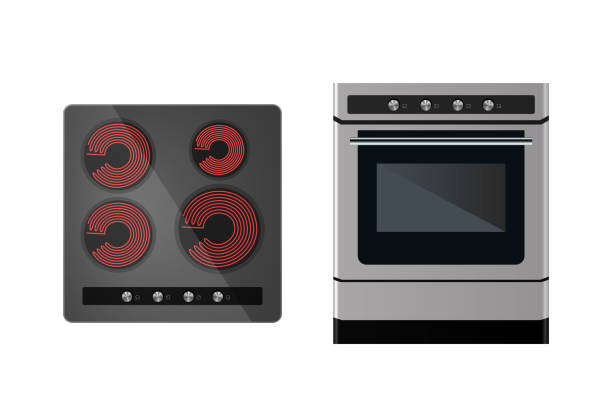 illustrations, cliparts, dessins animés et icônes de cuisinière électrique de cuisine. - stove top