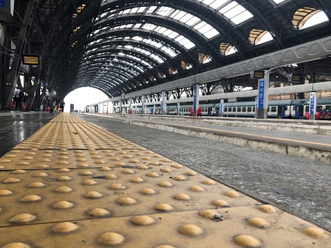 Antwerp station with trains