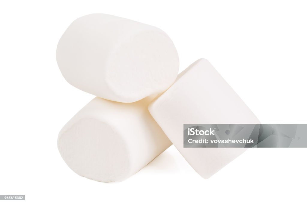 three sweet marshmallows on white three sweet marshmallows isolated on white Marshmallow Stock Photo