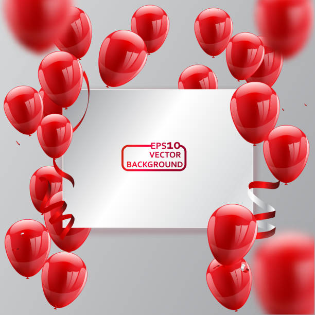 istock Red White balloons, confetti concept design template Happy Valentine's Day, background Celebration Vector illustration. 965648496