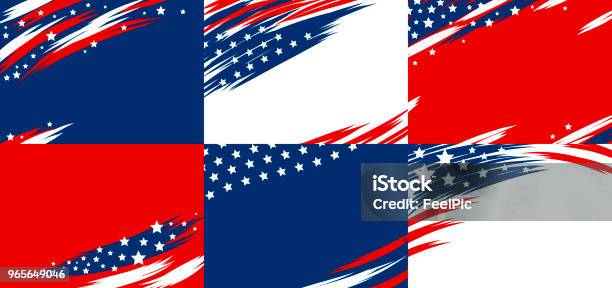 Set Of Usa Banner Abstract Background Design Of American Flag Vector Illustration Stock Illustration - Download Image Now