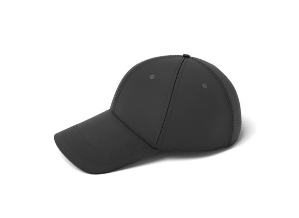 istock 3d rendering of a single new baseball cap made in black textile material lying on a white background 965662180