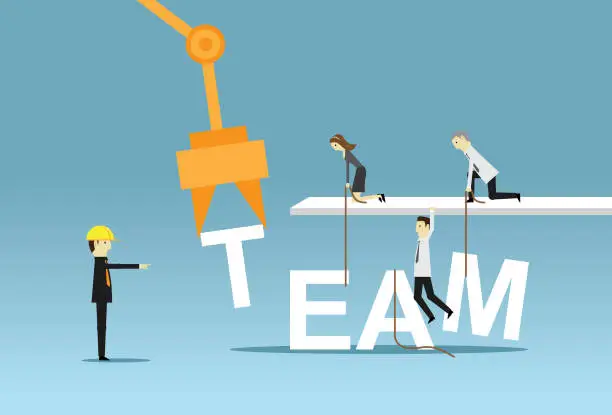 Vector illustration of Industrial teamwork