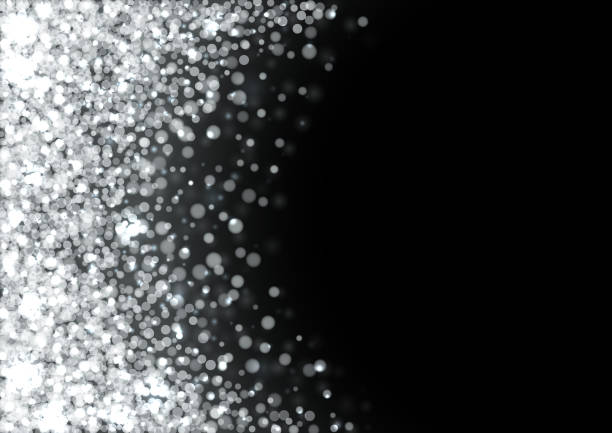 istock Silver glitter texture. Irregular confetti border on a black background. Christmas or party flyer design element. Vector illustration 965678000