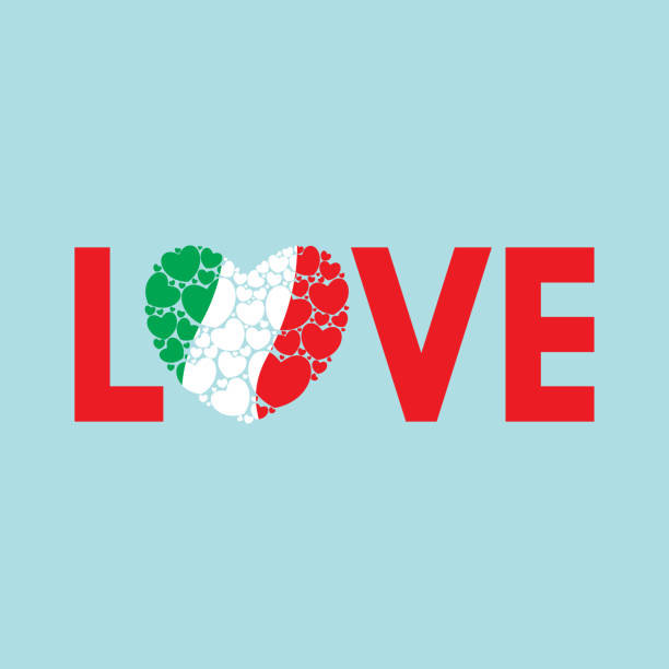słowo miłość z włoską flagą - allegory painting blue backgrounds abstract stock illustrations